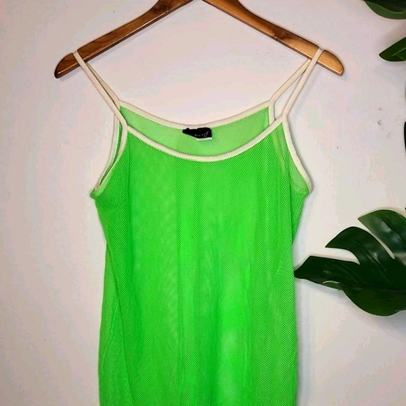 Fluorescent lime green mesh tank dress - Picture 1 of 2